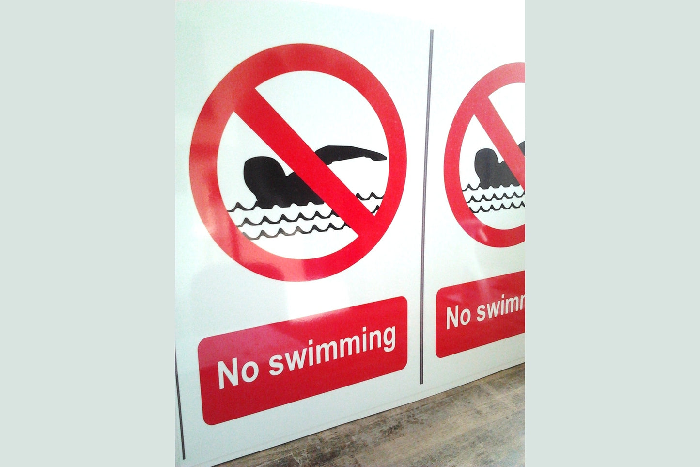 No swimming signs