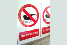 No swimming signs