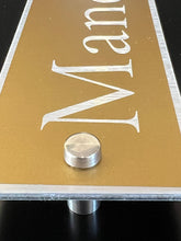 Gold Aluminium House Sign with Silver Lettering in Various Sizes