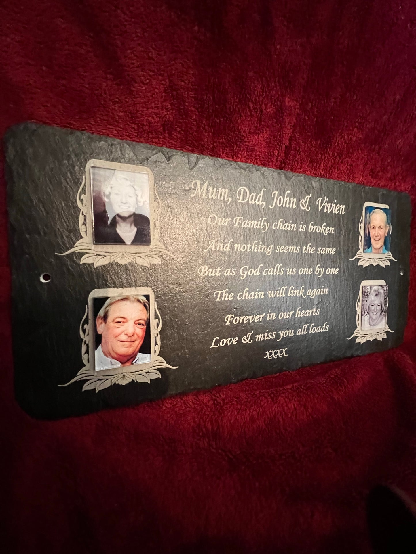 Multi Photo Memorial Slate Plaque Personalised For Your Loved Ones