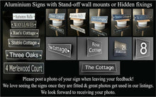 Blue Aluminium House Sign with Silver Lettering in Various Sizes