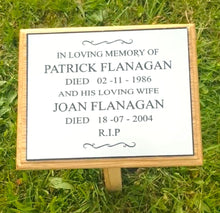 Oak Wooden Memorial Grave Tree Marker with Personalised Plaque Made to Order