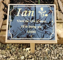 Oak Wooden Memorial Grave Tree Marker with Personalised Plaque Made to Order