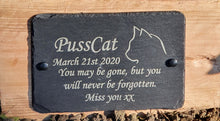 Pet Cat Memorial Slate Sign Plaque - Personalised for your Cat