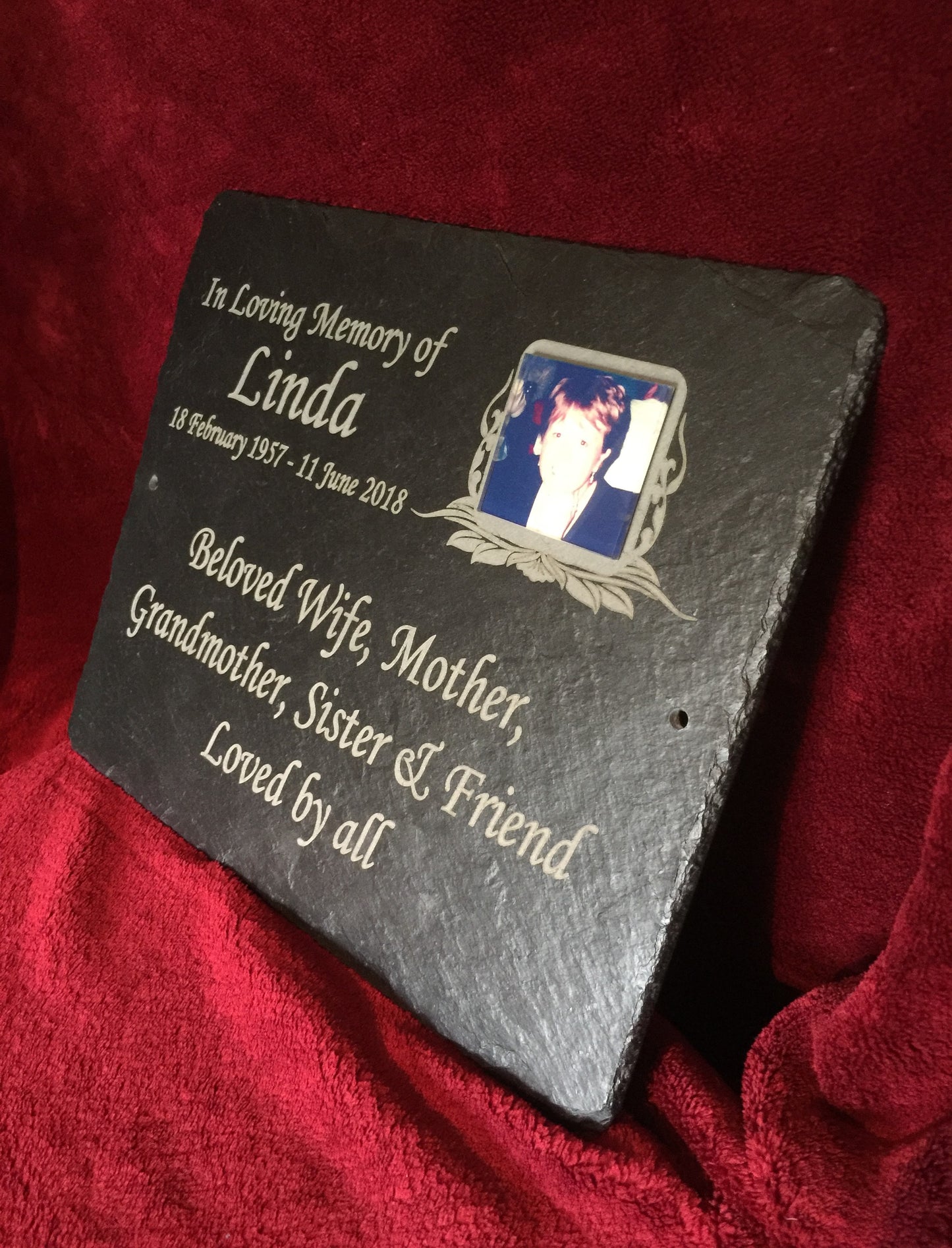 Personalised Memorial Grave Plaque with verse & photo