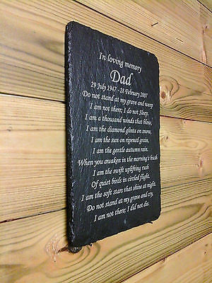 28cm x 18cm Memorial Slate Plaque Personalised for your Loved one - Memory Poem Personalised Approx inches 11