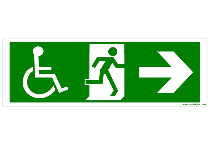 Fire Exit Arrow Right Disabled Sign - Health & Safety Signs High Quality Interior & Exterior