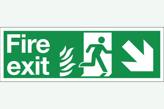 Fire Exit Arrow Down Right Disabled Sign - Health & Safety Signs High Quality Interior & Exterior