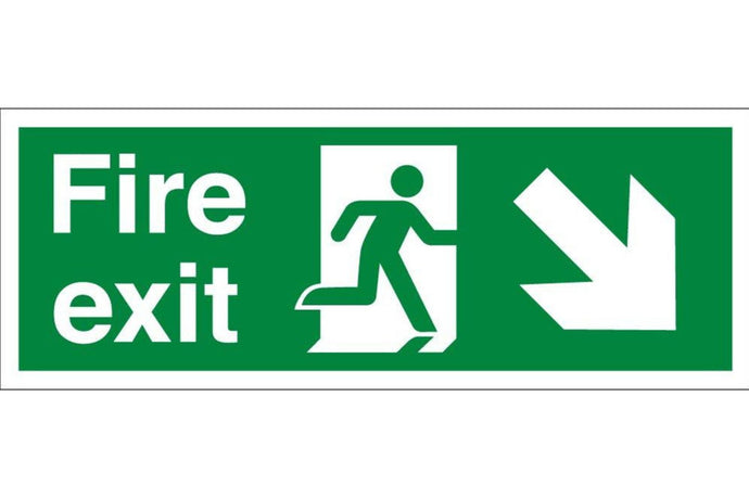 Fire Exit Arrow Down Right Sign - Health & Safety Signs High Quality Interior & Exterior