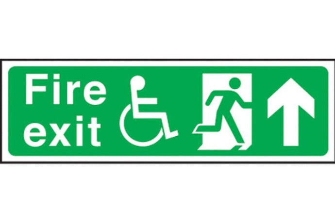 Fire Exit Arrow Straight Ahead Up Disabled Sign - Health & Safety Signs High Quality Interior & Exterior