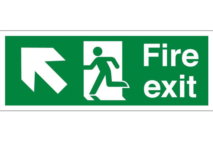 Fire Exit Arrow Up Left Sign - Health & Safety Signs High Quality Interior & Exterior