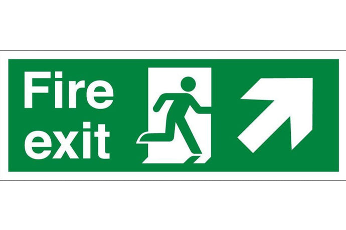 Fire Exit Arrow Up Right Sign - Health & Safety Signs High Quality Interior & Exterior