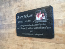 Memorial Slate Photo Plaque with Ground Stake Option