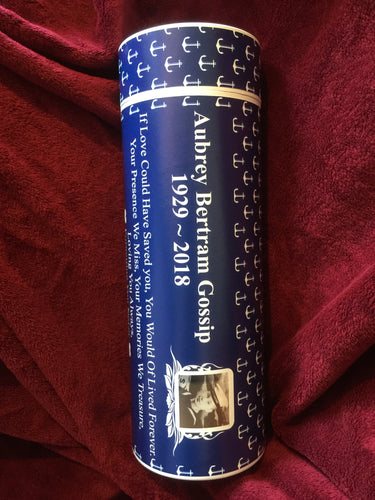 Adult Scatter Tube with Personalised Navy Cremation Ashes