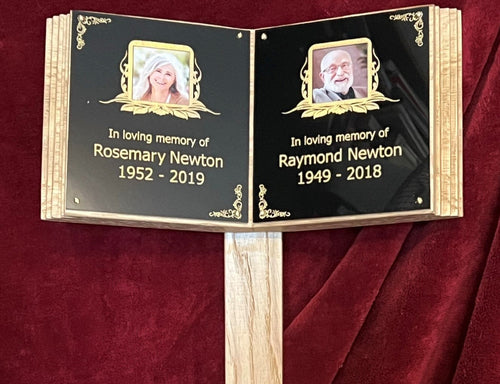 Cemetery Book. Open Book Memorial Plaques. With Optional Photo