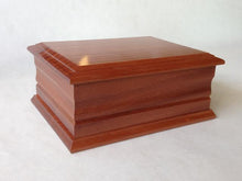 Double Mahogany Wooden Funeral Urns for Ashes  / Adult Casket Made to Order Memorial Plaque.