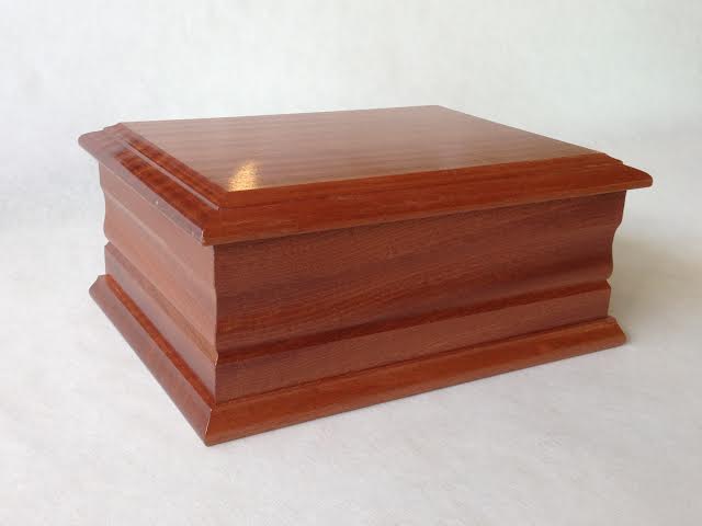Double Mahogany Wooden Funeral Urns for Ashes / Adult Casket Made to Order Memorial Plaque.