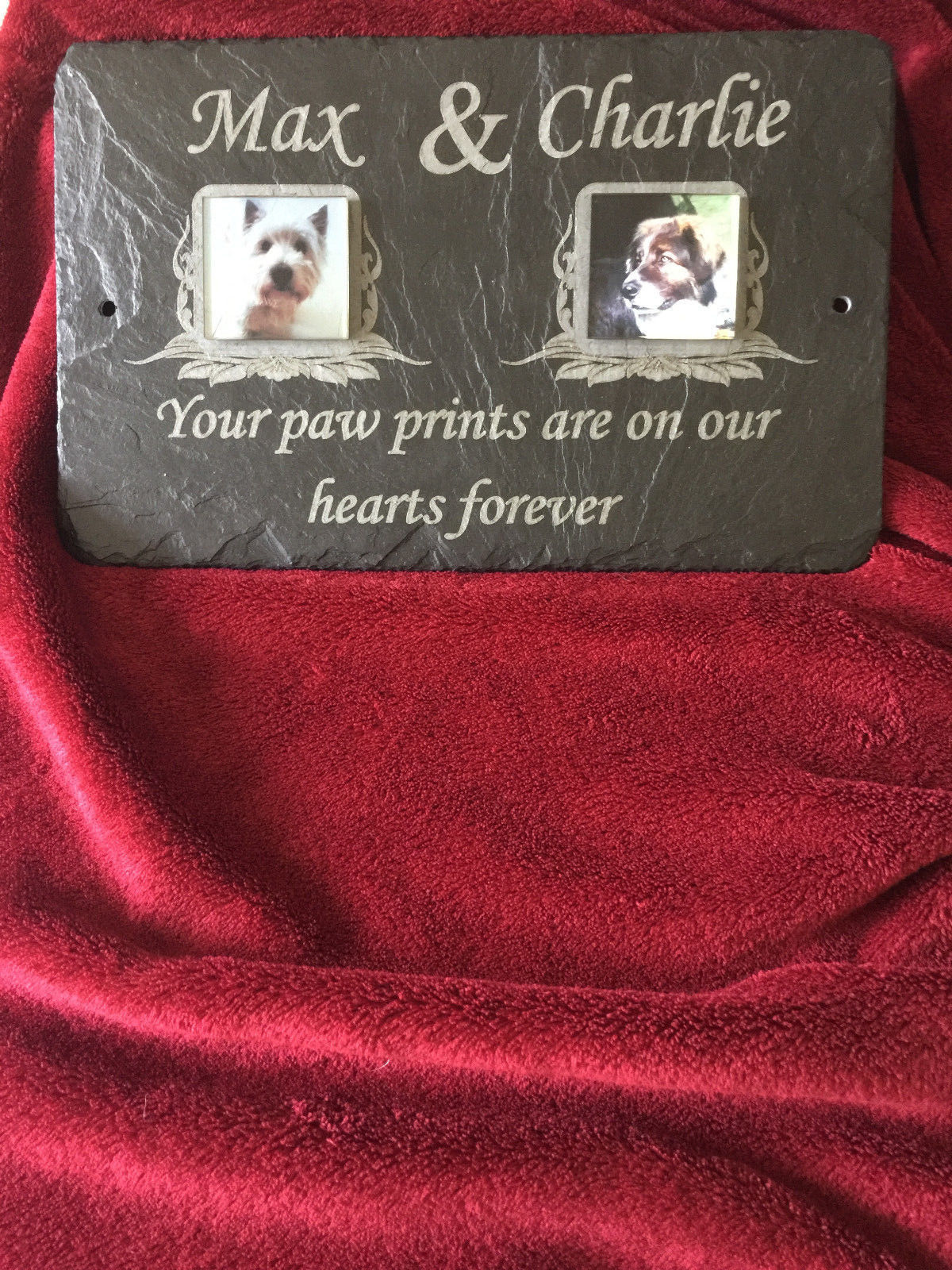 two pets on one memorial plaque