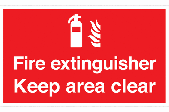 Fire extinguisher keep area clear sign