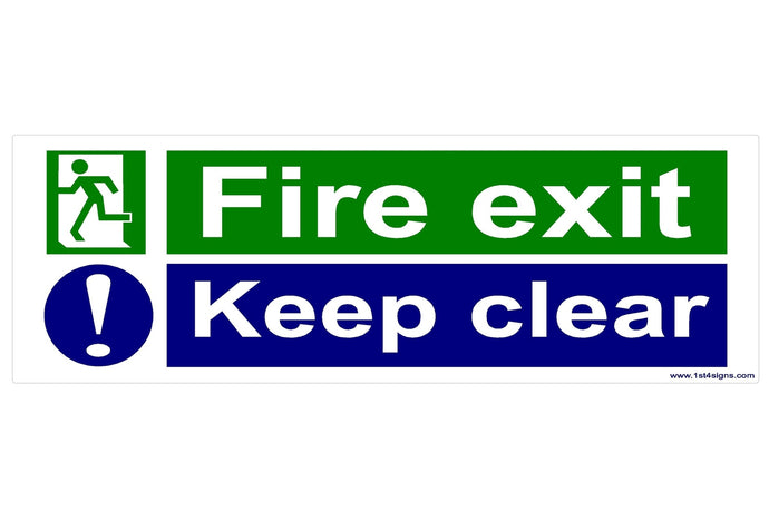 Fire Exit Keep Clear Sign - Health & Safety Signs High Quality Interior & Exterior