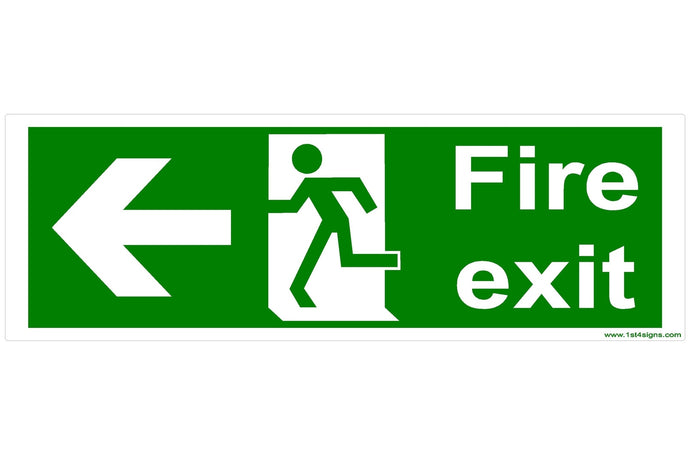 Fire Exit Arrow Left Sign - Health & Safety Signs High Quality Interior & Exterior