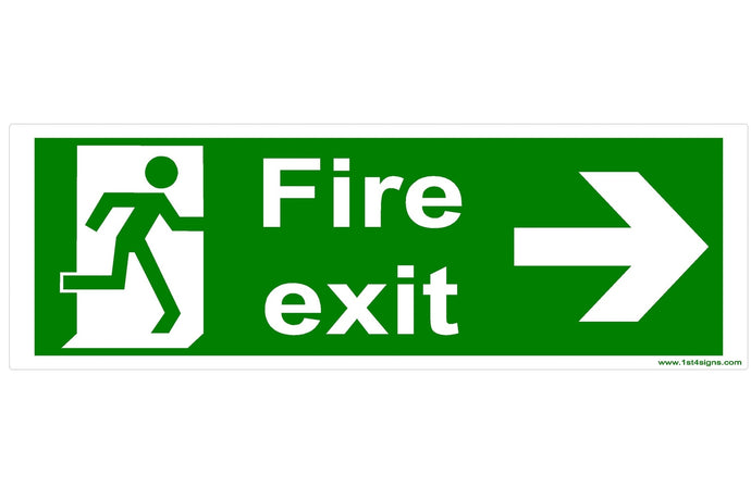 Fire Exit Arrow Right Sign - Health & Safety Signs High Quality Interior & Exterior