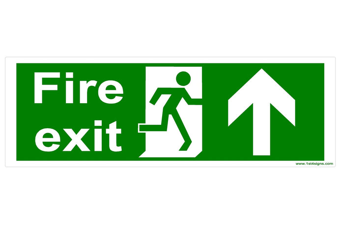 Fire Exit Arrow Up Straight Ahead Sign - Health & Safety Signs High Quality Interior & Exterior