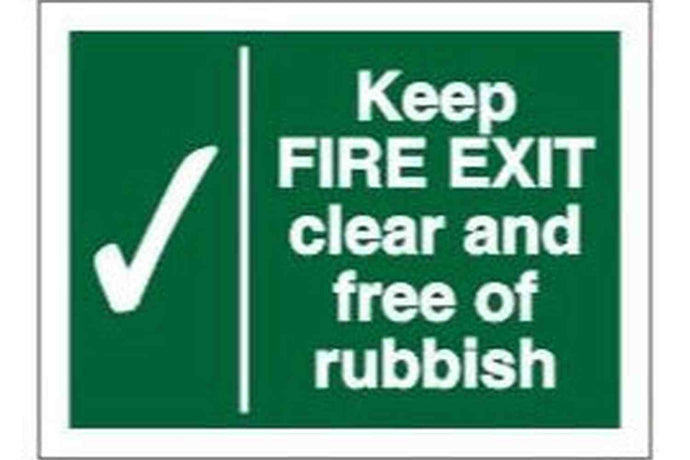 Keep fire exit clear and free of rubbish sign / sticker