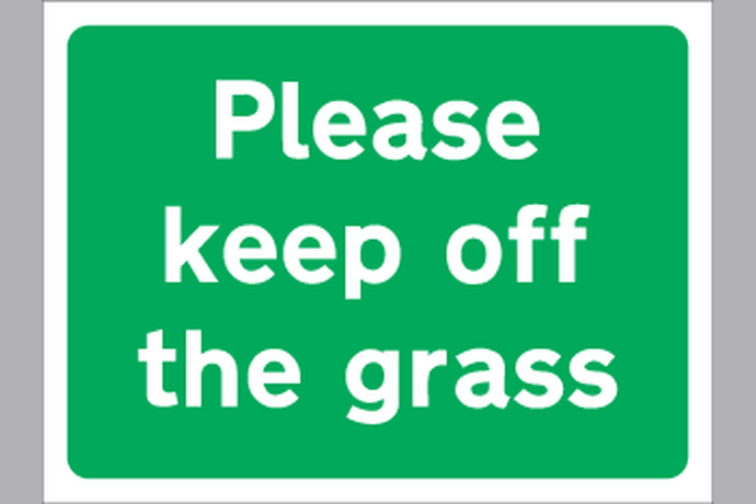 Please keep off the grass sign