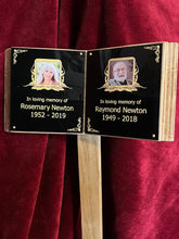 Book for cemetery grave. Two person people photo grave marker book solid oak