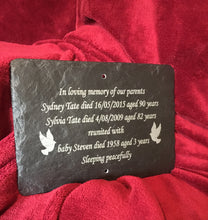 Memorial poem plaque personalised with doves