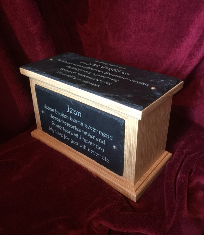 Large Tall Memorial Personalised Ashes Urn with Double Plaques