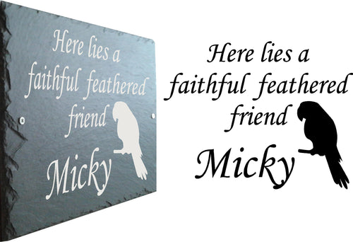 Pet Memorial Slate Sign Plaque - Personalised for your Parrot