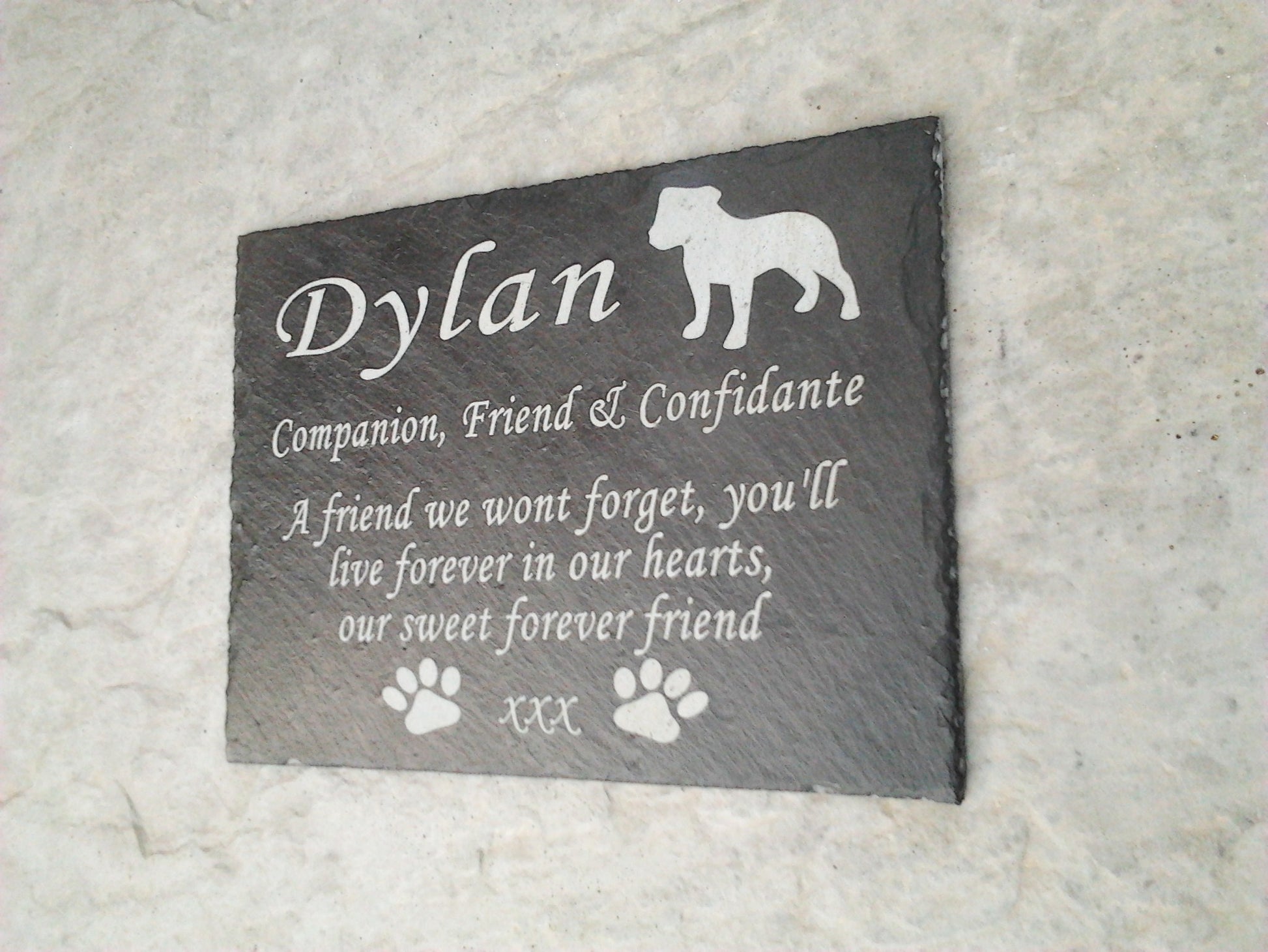 Dog Memorial Slate Plaque, Personalised for your Staffordshire Bull Terrier