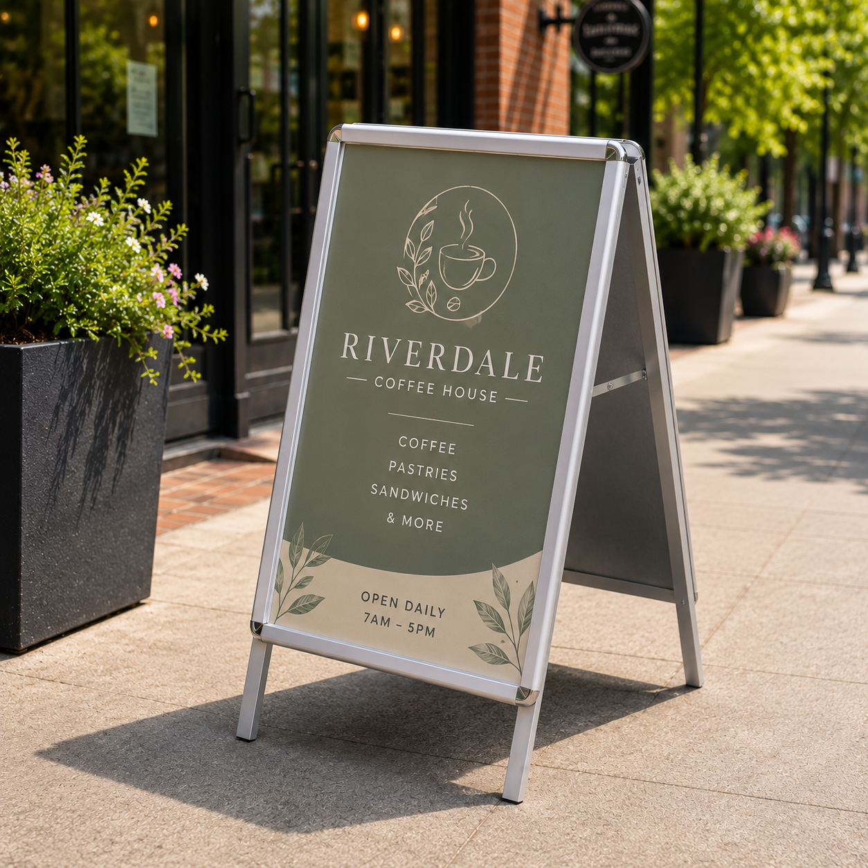 A1 pavement sign with aluminium snap frame and full colour advertising poster