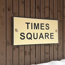 Times Square sign on a wooden wall