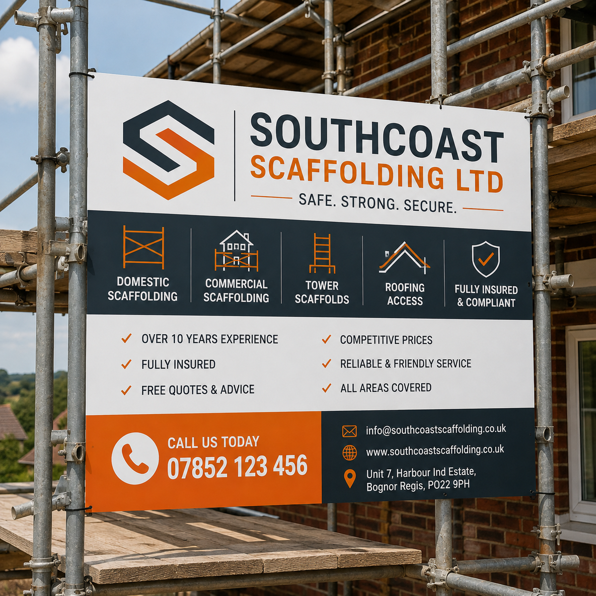 Custom 800mm x 600mm tradesman board for builders, contractors and trades. Full-colour aluminium composite sign with free design service.