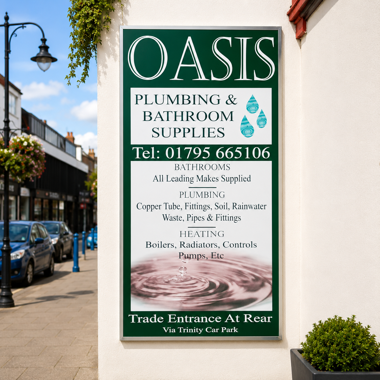 Custom 2ft x 4ft aluminium composite advertising sign board with full colour business graphics