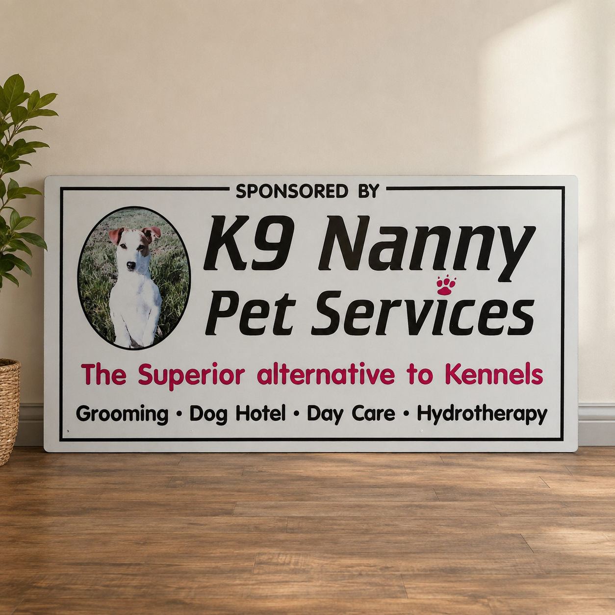 Custom 2ft x 4ft aluminium composite advertising sign board with full colour business graphics