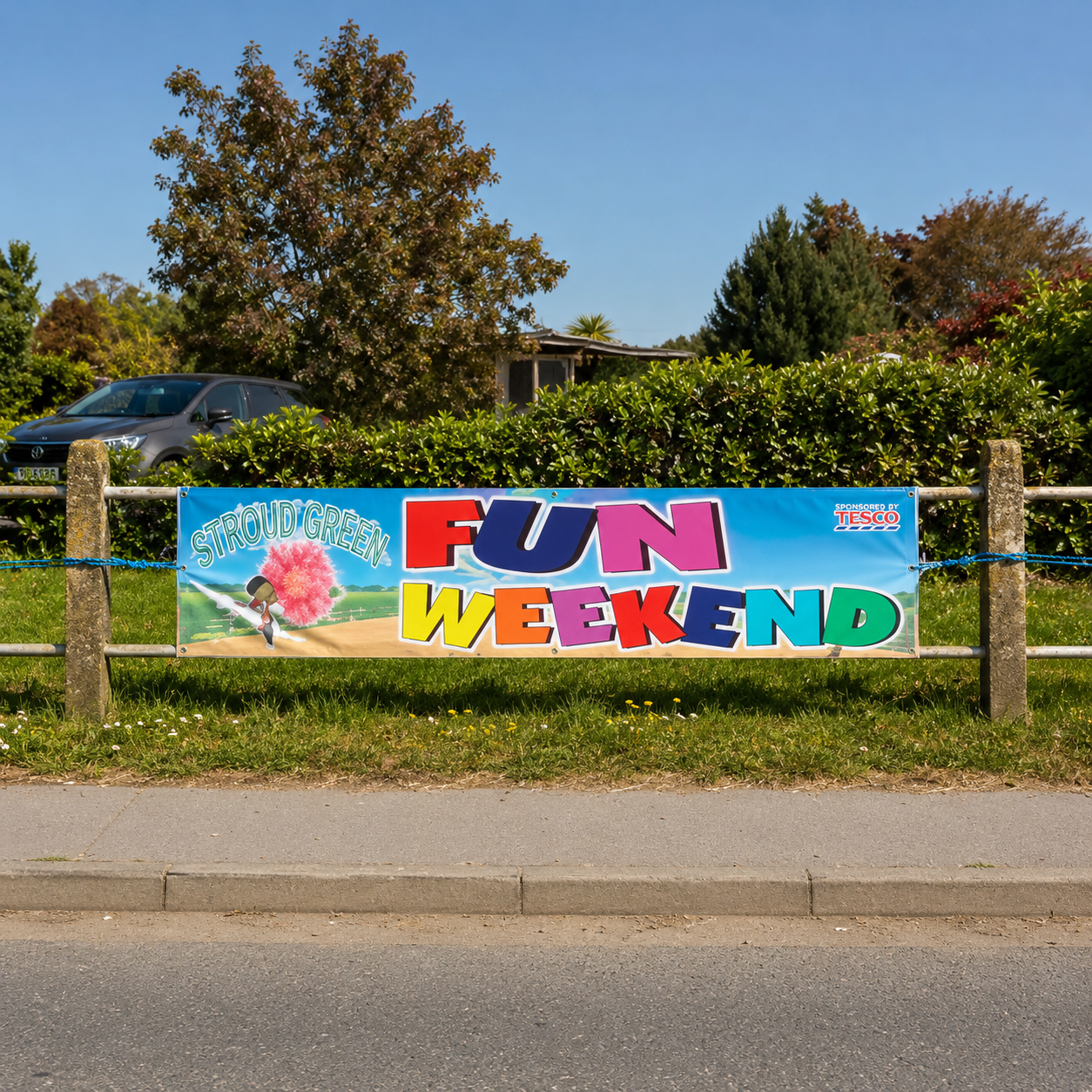 Custom vinyl banners printed in full colour on durable outdoor PVC. Personalised business, event & advertising banners, hemmed and eyeletted with UK delivery.