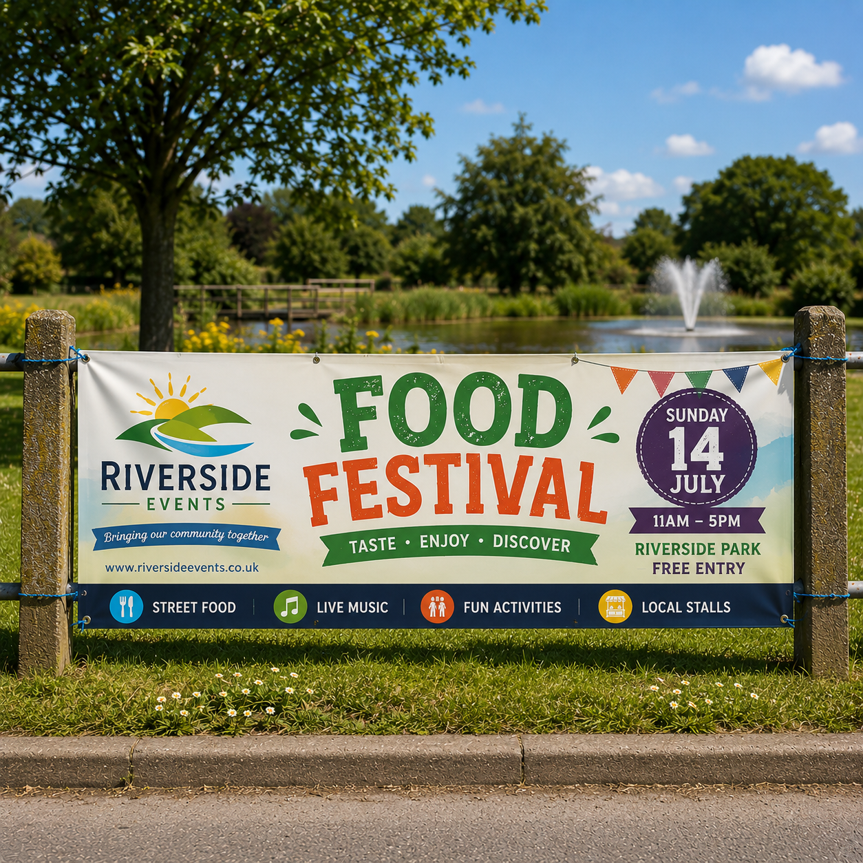 Custom vinyl banners printed in full colour on durable outdoor PVC. Personalised business, event & advertising banners, hemmed and eyeletted with UK delivery.