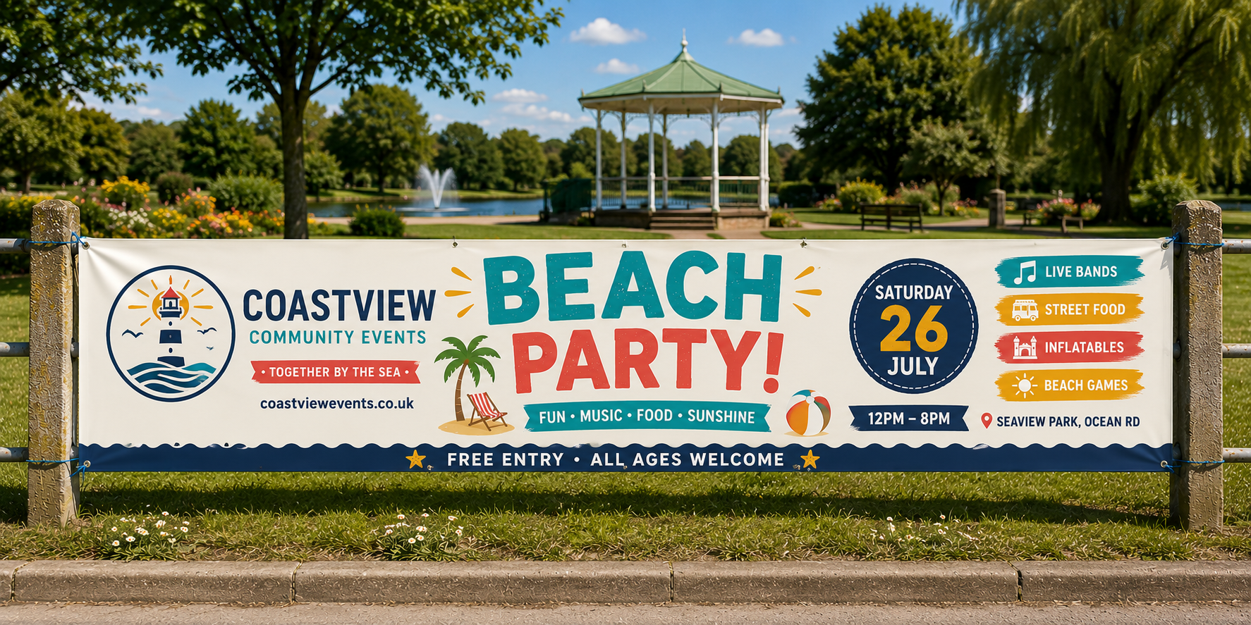 Custom vinyl banners printed in full colour on durable outdoor PVC. Personalised business, event & advertising banners, hemmed and eyeletted with UK delivery.