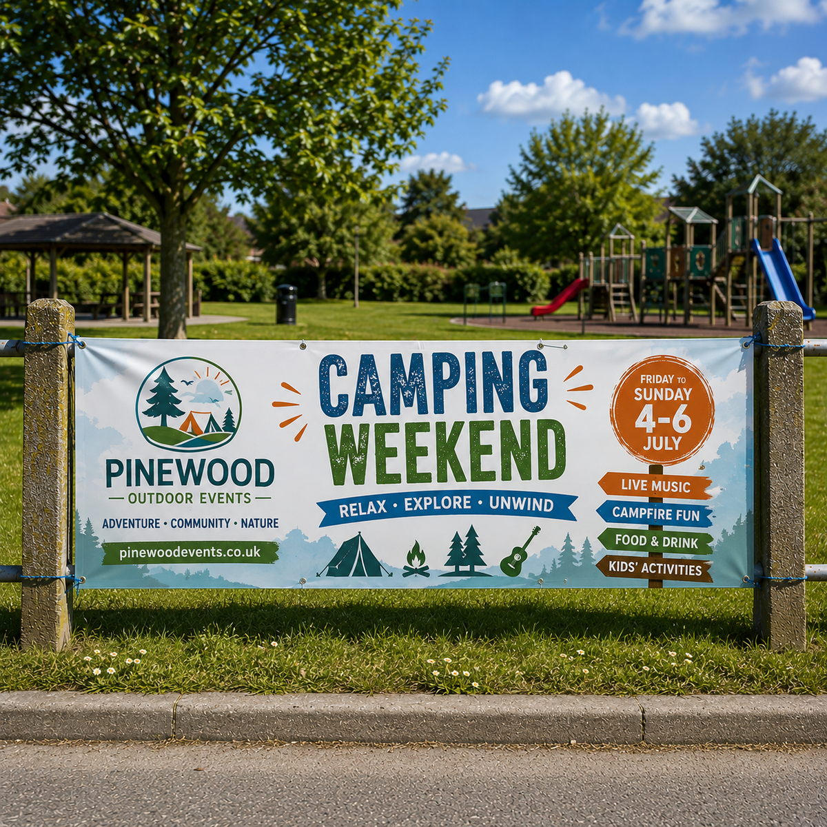 Create a professional personalised vinyl banner for your business, event, promotion or advertising campaign. Printed in full colour on durable outdoor PVC banner material