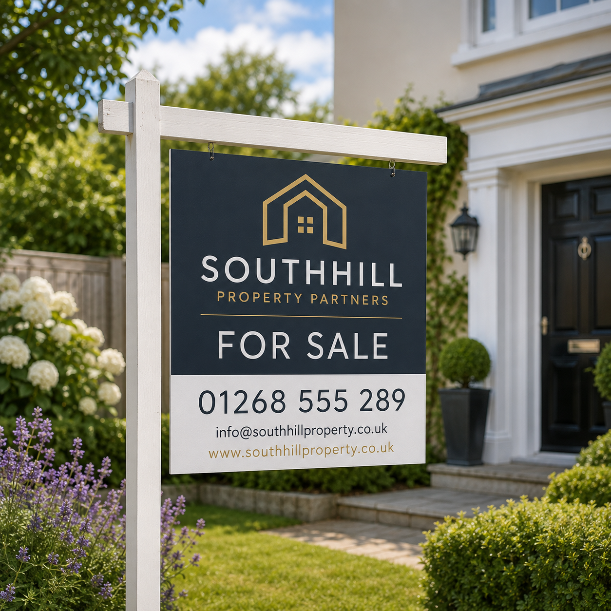 Professional 800mm x 600mm double-sided estate agent property boards, custom printed with your agency branding, logo, contact details and property information