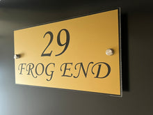 Gold Aluminium House Sign with Black Lettering in Various Sizes