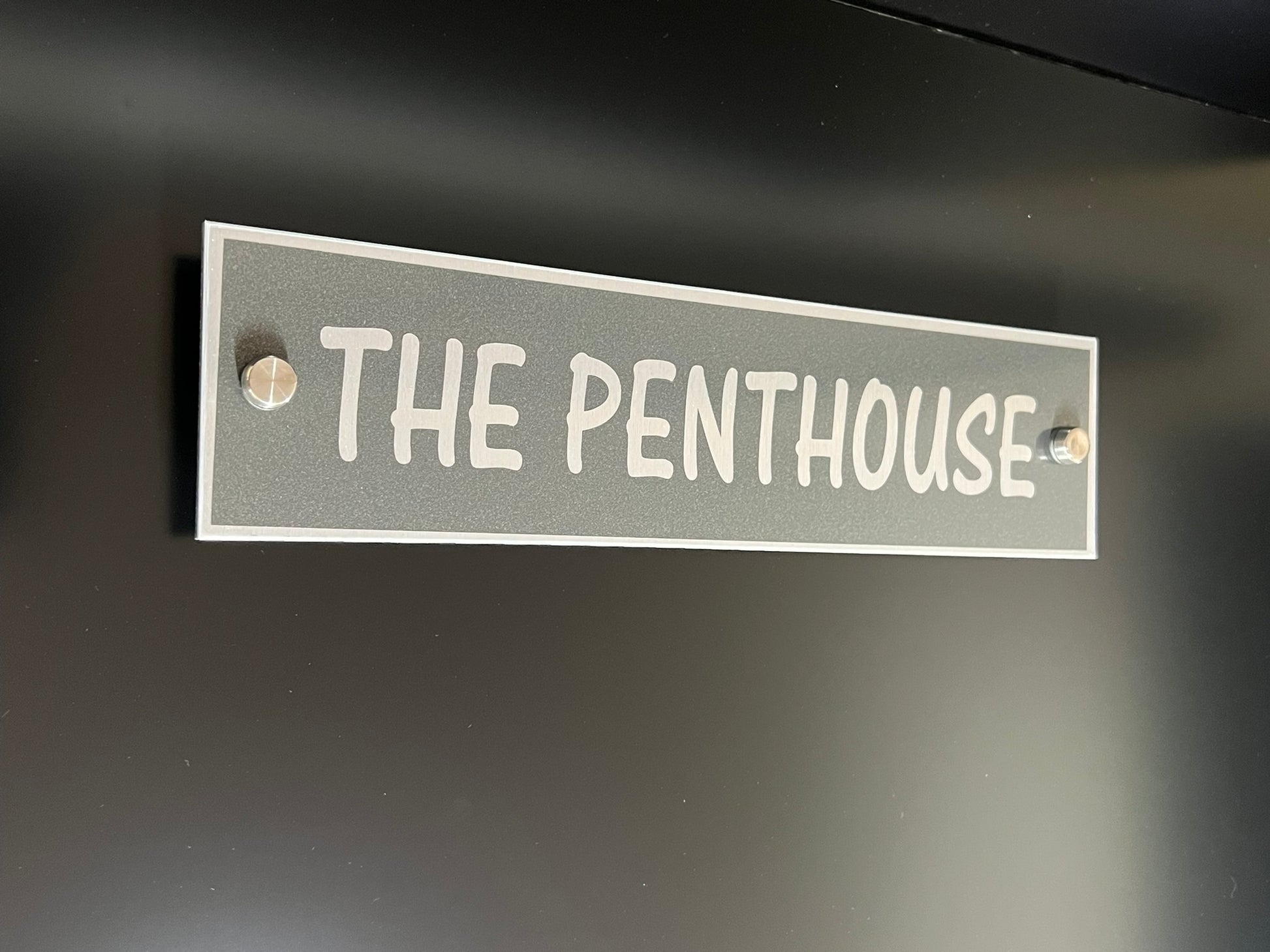 Graphite Grey Aluminium House Sign with Silver Lettering in Various Sizes