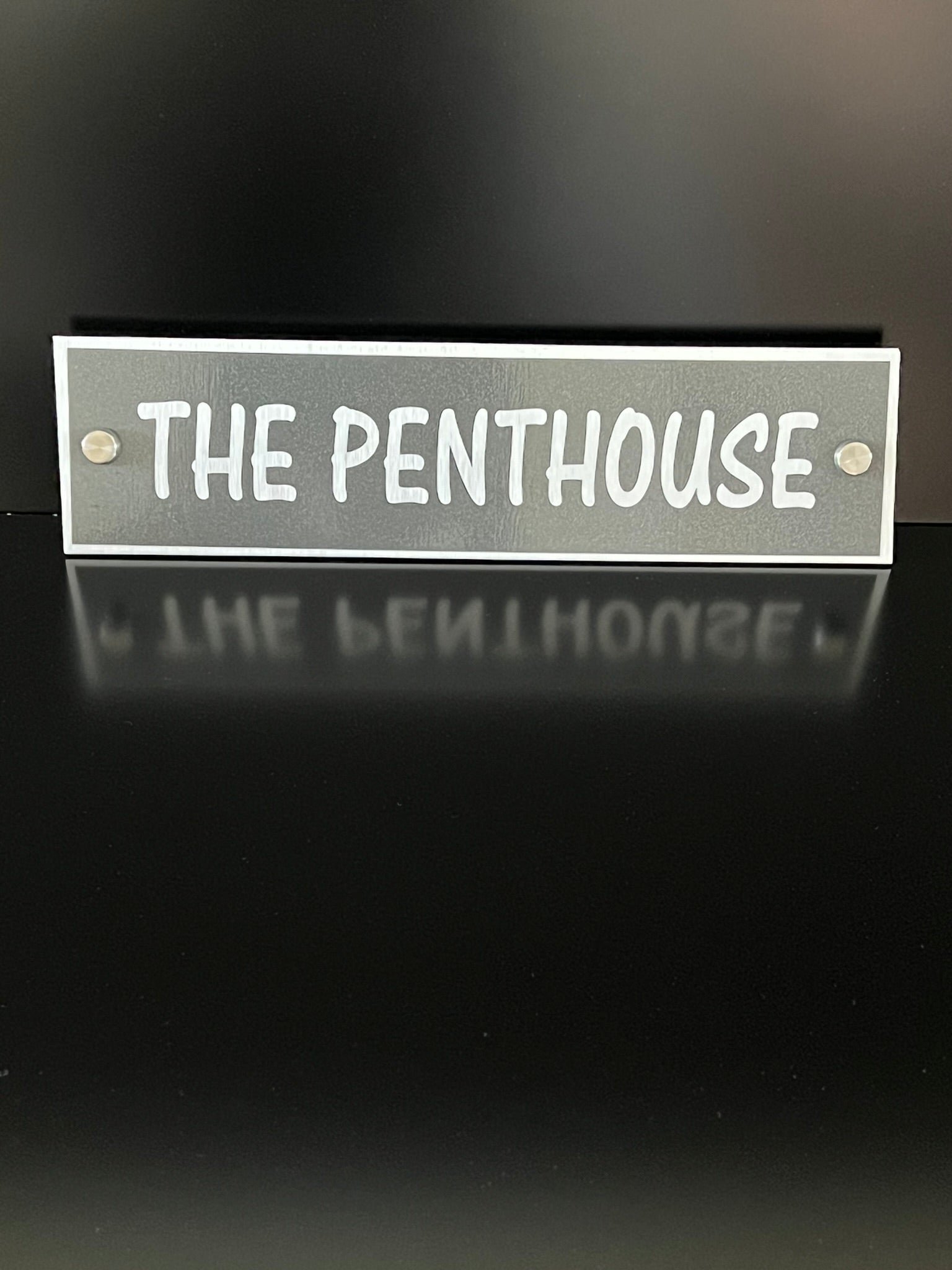 Graphite Grey Aluminium House Sign with Silver Lettering in Various Sizes