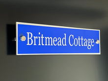 Blue Aluminium House Sign with Silver Lettering in Various Sizes