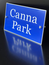 Blue Aluminium House Sign with White Lettering in Various Sizes