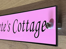 Pink Aluminium House Sign with Black Lettering in Various Sizes